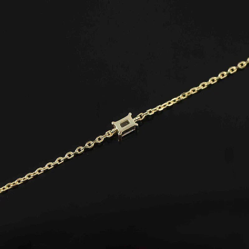 Trendy A Moissanite Bracelets for Women Letter Charm Adjustable Chain 100% 925 Sterling Silver Wedding Fine Jewelry Gifts