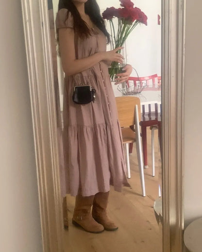 Spring 2025 Chic A-Line Dr Korean Sle Long Svel Women's Faionable Gown Ele Personali Commute Suitable Dr