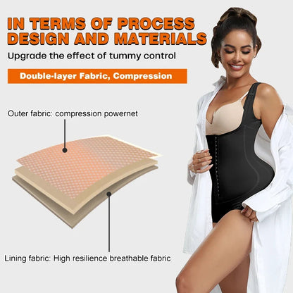 Bodysuit Shapewear Women Tummy Control Butt Lifter Faja Body Shaper Open Crotch With Hooks Design