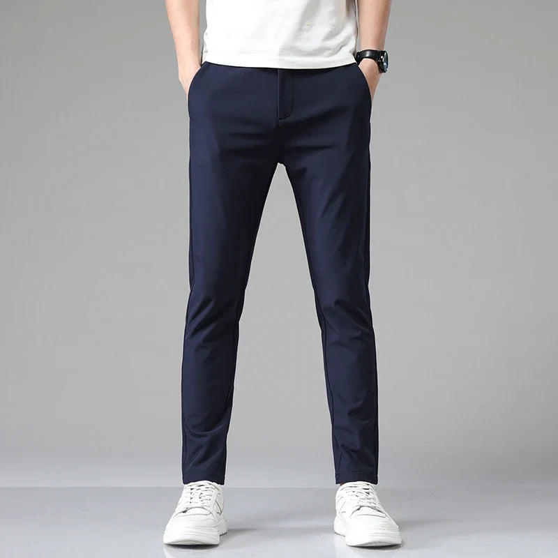 2024 Summer New  Men's Thin Straight Casual Pants Classic Style Light Gray Business Stretch Trousers Male Brand