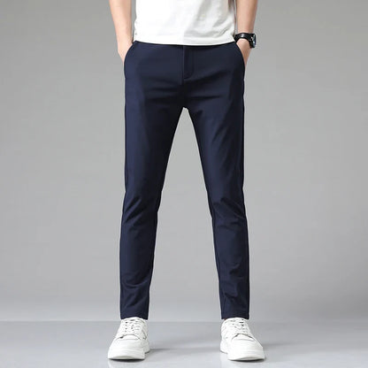 2024 Summer New  Men's Thin Straight Casual Pants Classic Style Light Gray Business Stretch Trousers Male Brand