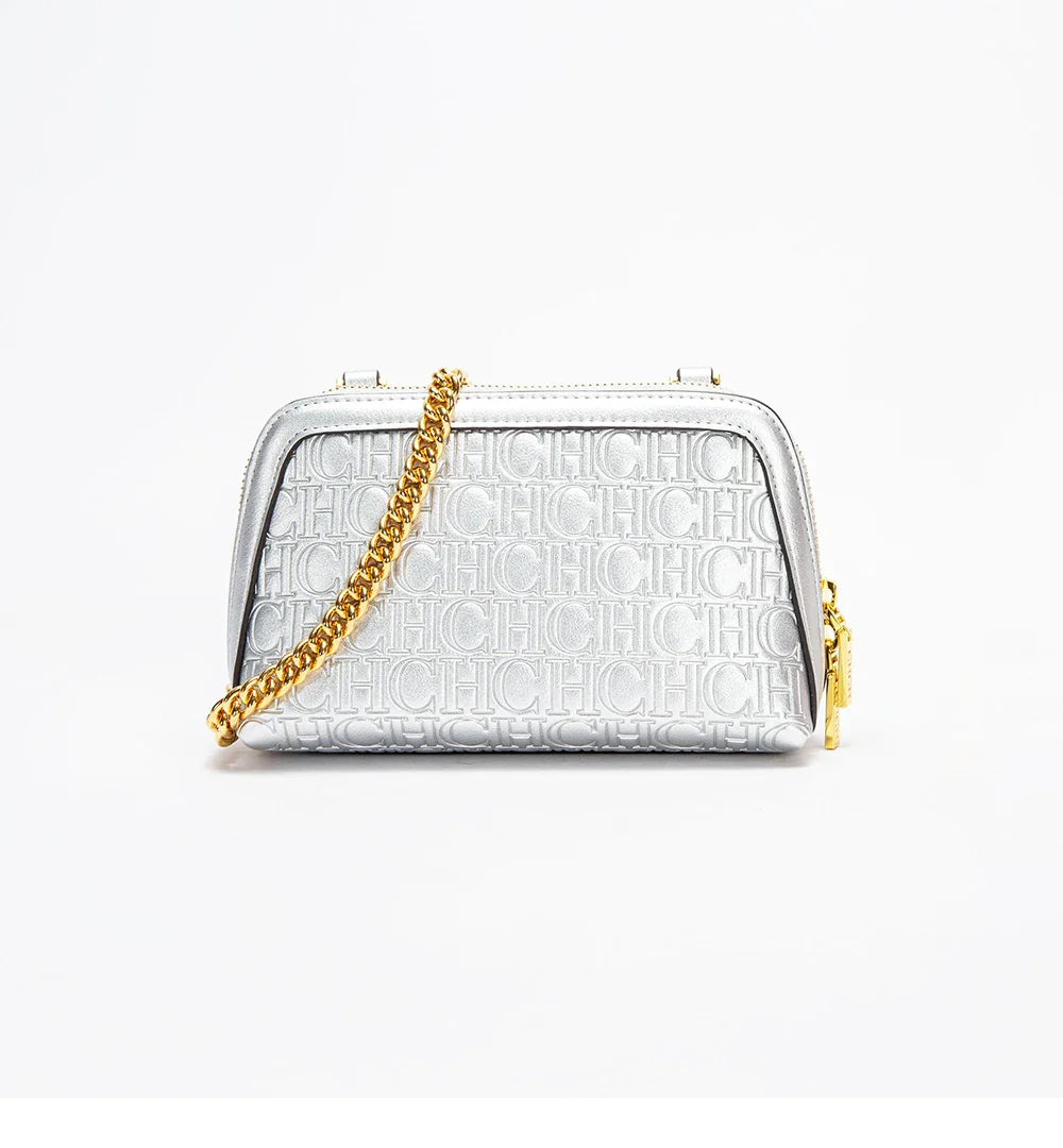 2024 Seasonal New Fashionable and Minimalist Women's Chain Shoulder Bag Solid Color Versatile Letter Print Design Exquisite
