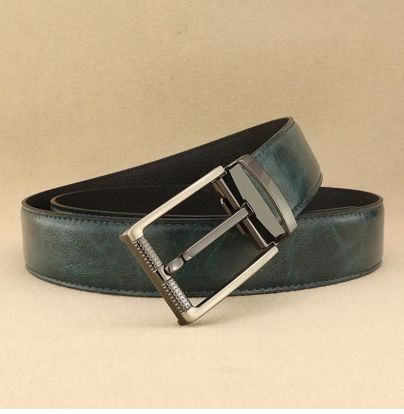 Designer Pin Buckle Gray Genuine Leather Men Belt Famous Brand Fashion Light  Luxury Strap Casual Young Cowboy Ceinture Homme