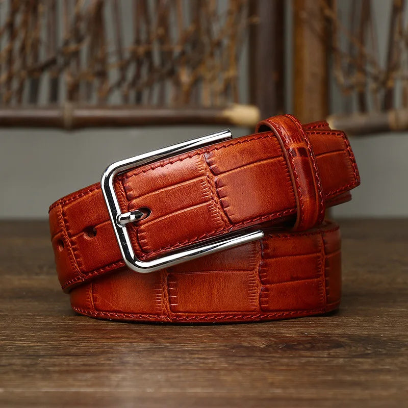 3.5CM Pure Cowhide High Quality Genuine Leather Belts for Men Strap Male Pin Buckle Business Suit West Belt Jeans Cowboy Cintos