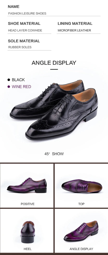 Fashion New Trend Oxford Shoe Mens Handmade Carving Craft Wedding Party Shoes Elegant Genuine Leather Lace Up Derby Shoes
