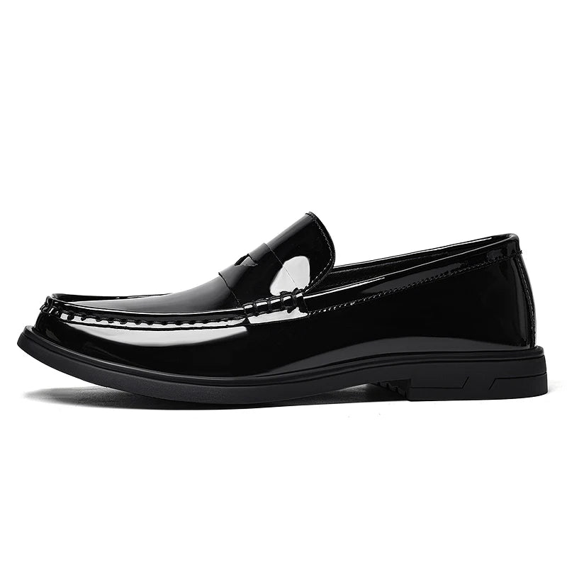 2026 New Men's Patent Leather Penny Loafers Slip On Design Soft Cushion Insole Wear Resistant Sole Business Wedding Party Shoes
