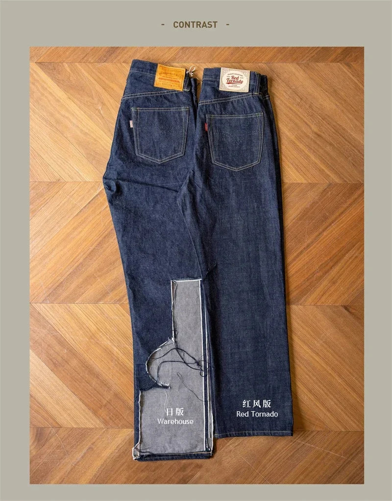 WWII Model Wide Straight Jeans One Wash 14oz Selvedge Denim