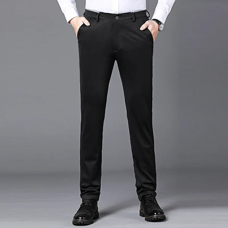 Male Pants Stretch Solid Black Smart Casual Men's Trousers Office Quick Dry Suit Pants New Spring Autumn Korean Straight Pants