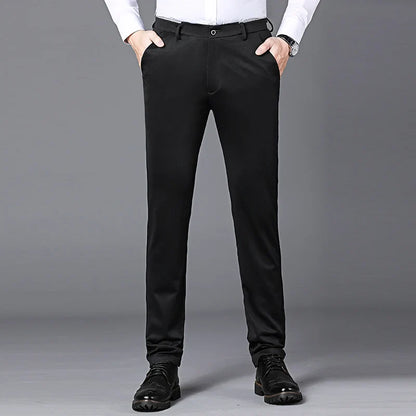 Male Pants Stretch Solid Black Smart Casual Men's Trousers Office Quick Dry Suit Pants New Spring Autumn Korean Straight Pants