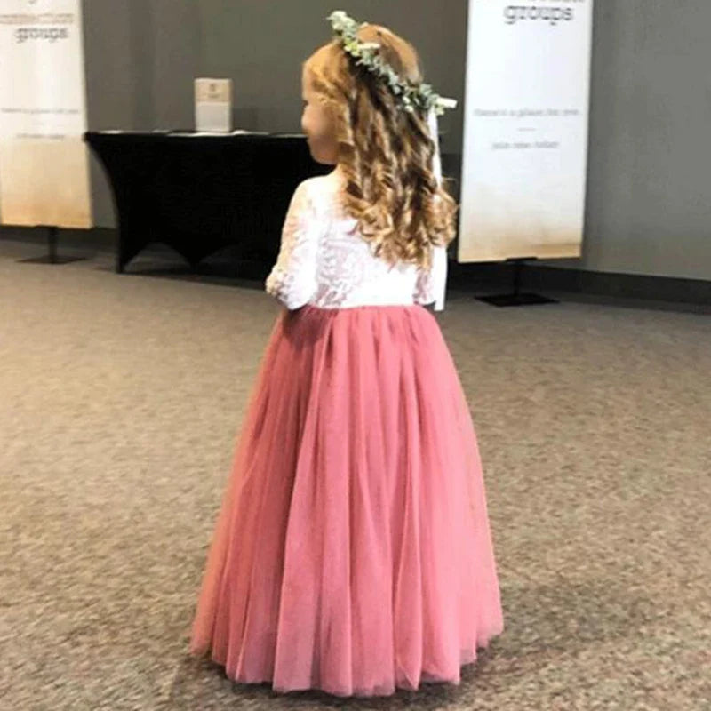 Princess Party Lace Flower Girl Dress Baby Kids Summer Wedding Birthday Dresses Children Clothing 2 4  6 8 10 12 14