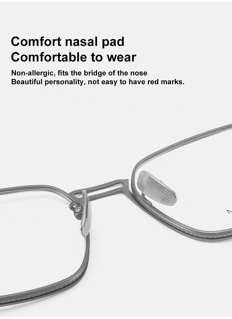 Ultralight Pure Titanium Frames Business Retro Square Men's Reading Glasses Anti-blue Light Customized Myopia DTX125