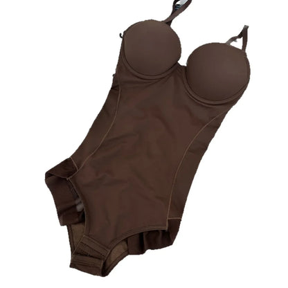Thin Shapewear Bodysuit with Built in Bra Tummy Control Postpartum Slimming Underwear