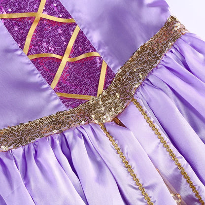 Girls Disney Rapunzel Dress Kids Tangled Disguise Carnival Girl Princess Costume Birthday Party Gown Outfit Clothes 2-10 Years