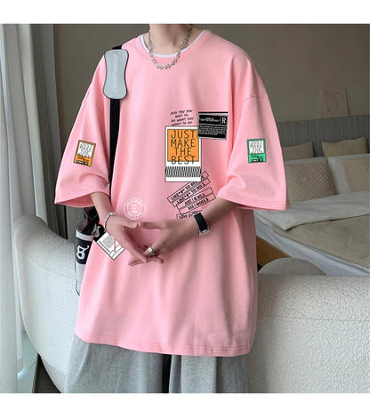 Men's Cotton T-shirts White Mens Oversized T Shirt Summer Casual Wear Letter Print Tee Shirts Fashion for Men 5XL Male Clothes