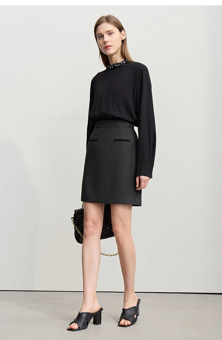 Mini Skirt 2026 Spring New Elegant Commuter Versatile Short Skirt A-Line Color-blocking Splicing Women's Clothing 12621021