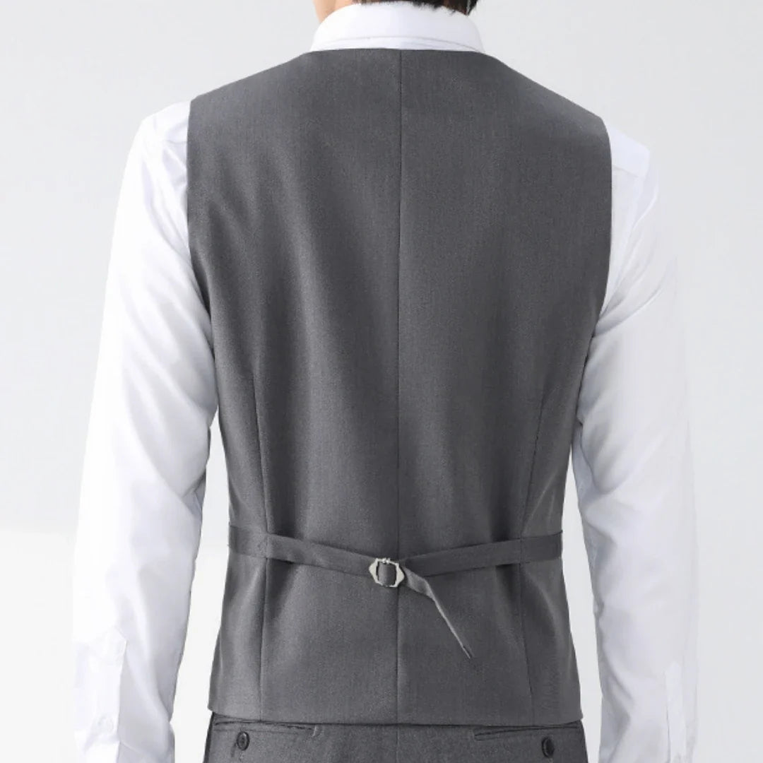 Men Vest Gray Solid Double Button With Lapel Waistcoat For Wedding Banquet Business Party Office Work Casual Men Suit Vest