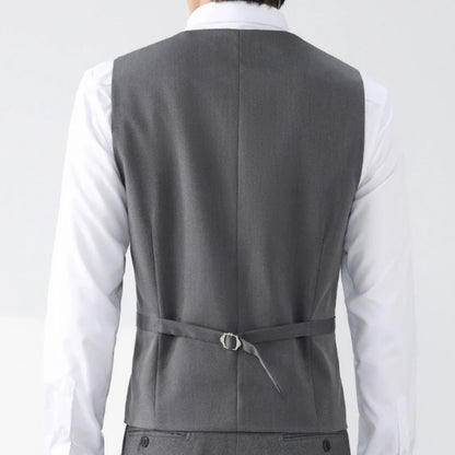Men Vest Gray Solid Double Button With Lapel Waistcoat For Wedding Banquet Business Party Office Work Casual Men Suit Vest