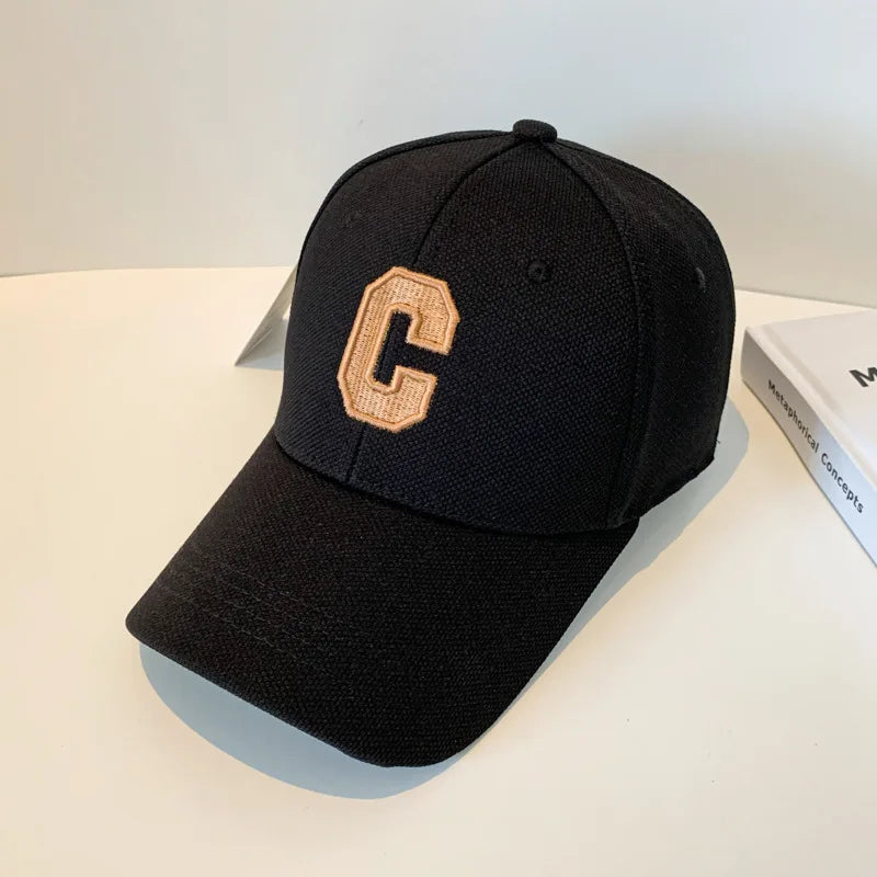 Simple Letter C Embroidered Baseball Cap For Men Women Solid Color Adjustable Sun Hat Unisex Casual Hip Hop Dad Trucker Cap