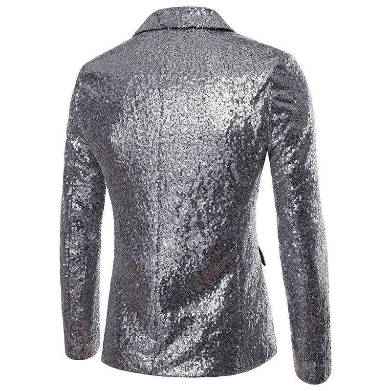 High End Men's Gold Sequin Suit European and American Hosting Performance Dress Korean Version Slim Fit Studio Suit Jacket
