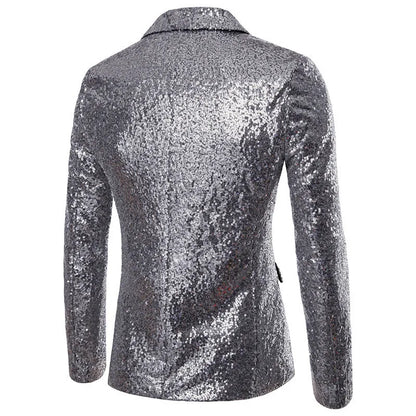 High End Men's Gold Sequin Suit European and American Hosting Performance Dress Korean Version Slim Fit Studio Suit Jacket