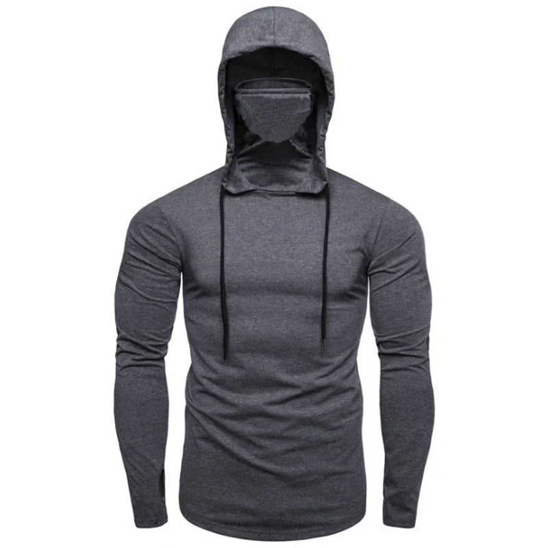 Balaclava Men Zip Hoodie Winter Warm Casual Sweatshirt Y2K with Hooded Face Mask Zipper Design Sports Jacket Outdoor Activities