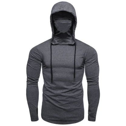 Balaclava Men Zip Hoodie Winter Warm Casual Sweatshirt Y2K with Hooded Face Mask Zipper Design Sports Jacket Outdoor Activities