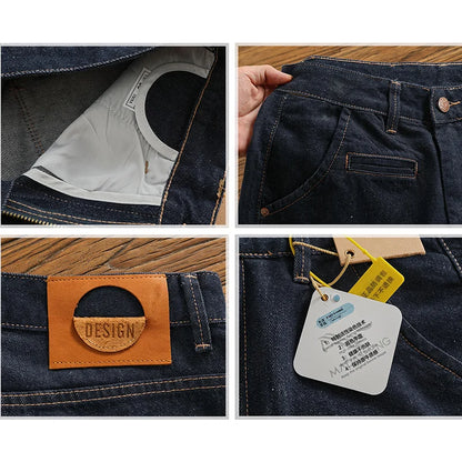 Color fixing process plain wash denim pants men's straight cone four seasons can wear casual pants tide