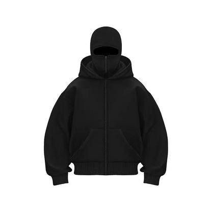 Autumn Winter Unisex zip up hoodies Ninja jacket Cupid pattern Men's Women's Balaclava Hooded Mask Design warm sweatshirt