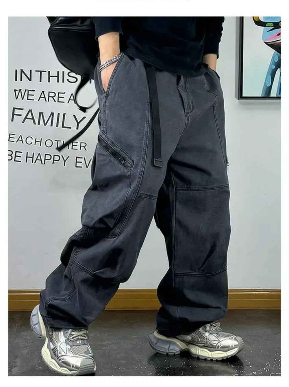 American Streetwear Multi-Pocket Cargo Pants Men High Quality Fashion Baggy Pants Plus Size Black Army Straight-Leg Trousers