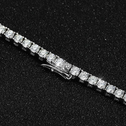2-6.5mm Real D Color Moissanite Tennis Necklace for Women Men Sparkling Lab Diamond S925 Silver Neck Chain with GRA Jewelry Gift