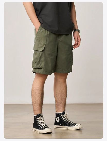 2026 Summer New Oversize 215gsm Tencel Lyocell Blend Fabric Cargo Shorts Men Fashion Outdoor Wear
