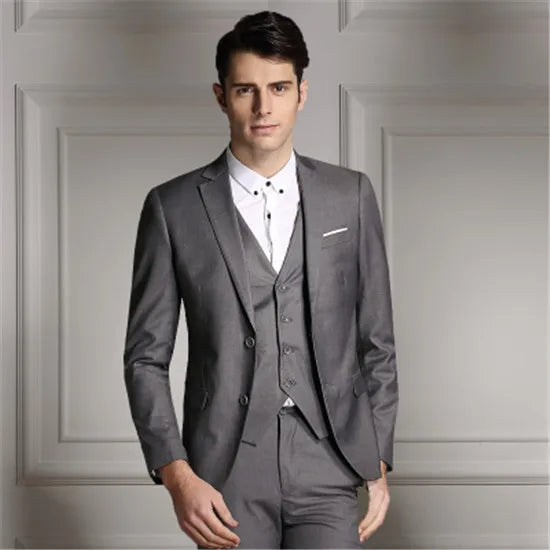 Blazers Pants Vest New Fashion Men Business Casual Suits / Male Solid Color Three Piece Sets Jacket Coat Trousers Waistcoat