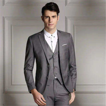 Blazers Pants Vest New Fashion Men Business Casual Suits / Male Solid Color Three Piece Sets Jacket Coat Trousers Waistcoat