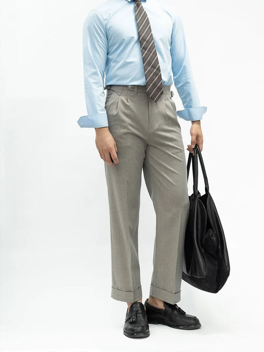 Spring New Warm Winter Worsted Fabrics High Density Stretch Paris Button Casual Pants Men's Nine-minute Pants Straight