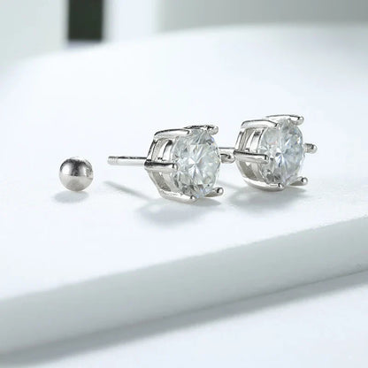 6.5mm Certified Moissanite Stud Earrings for Men Women Created Diamond Studs S925 Rhodium Plated Luxury Quality Jewelry