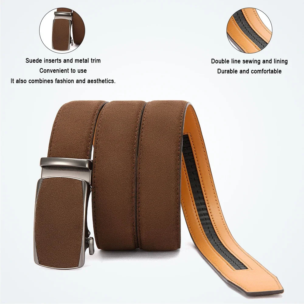 Men's Leather Belts Fashion Automatic Buckle PU Male Belts Luxury Business Designer Black Brown 115 125 135cm