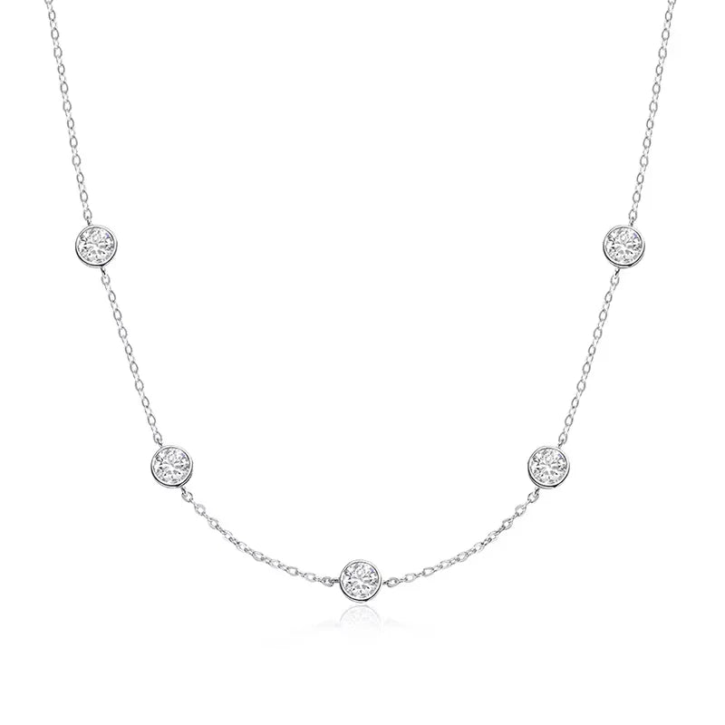 Bubble Each 5mm All Moissnaite Necklaces for Women Luxury Female Neck Chain 100% Sterling Silver S925 Fine Jewelry GRA