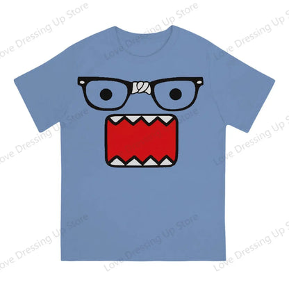 Domo Kun Print Funny Short Sleeved T-shirt Men Women Versatile  Couple Tops