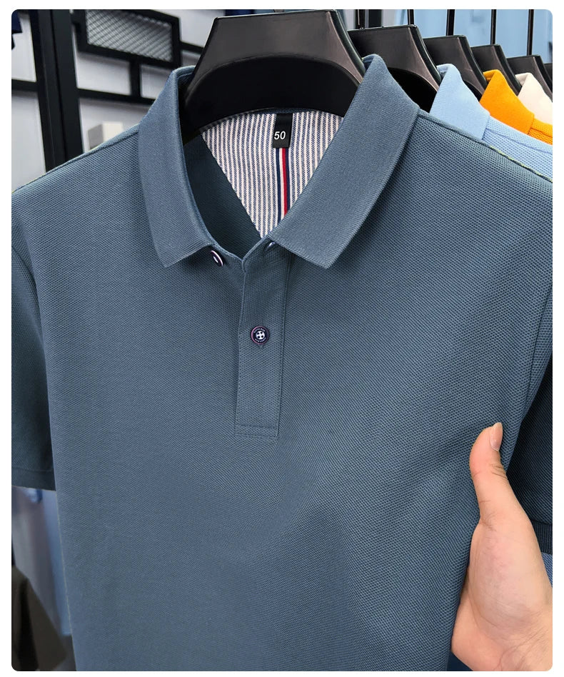 100% cotton short sleeve polo shirt comfortable lightweight high-end brand fashionable simple summer men's casual lapel T-shirt