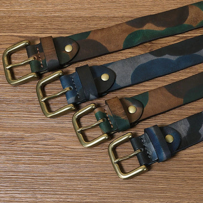 3.3CM 3.8CM Camouflage Tactical Belt Solid Brass Buckle Sports Strap Cowskin Real Genuine Leather Belt Military Belt