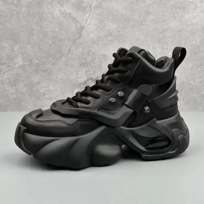 Men's Boots High Top  New Trend Wear-resistant Synthetic Leather Boots Casual Lace Up Height Increasing Fashion Boots 2025