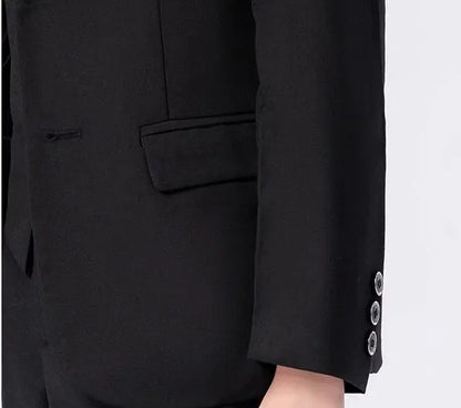 Boys Navy Blue Suit For Wedding Teenager Kids Formal Ceremony Tuxedo Dress Children Photograph Blazer Party Performance Costume