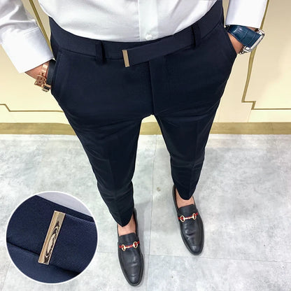 2025 Spring and Summer New Men's Casual Business Dress Pants Fashion Social Solid Wedding Party Suit Pants Slim Fit Suit Pants