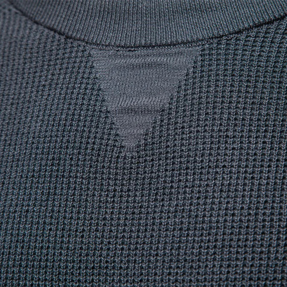 Raglan Sleeve Polo Shirt Men Henley Collar Solid Color Long Sleeve Heavyweight Cotton Business Casual Autumn Winter