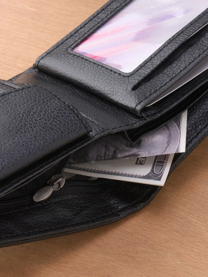 Portefeuille en cuir fin pour homme, porte-monnaie à fermeture éclair de qualité avec compartiment à monnaie, porte-cartes court décontracté pour homme pour un usage quotidien