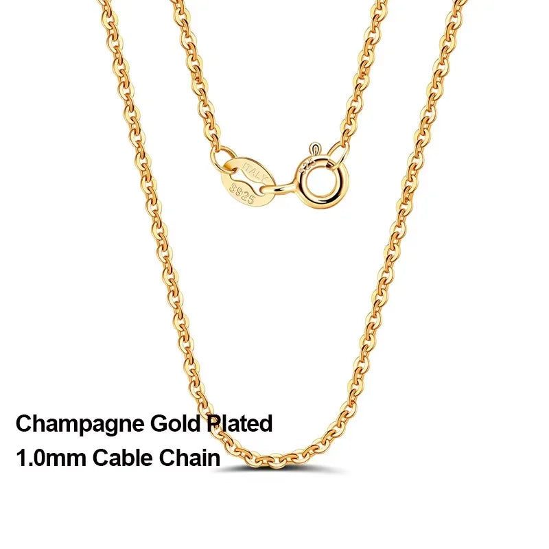 18K Gold 925 Sterling Silver Fashion Cable Link Chains Necklace for Women Thin Neck Chain Accessories Jewelry SC06