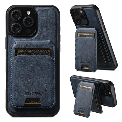 Wireless Charging Magnet PU Leather Phone Case Card Holder Stand For iPhone 17 Pro Max 16 Plus 15 Pro 13 12