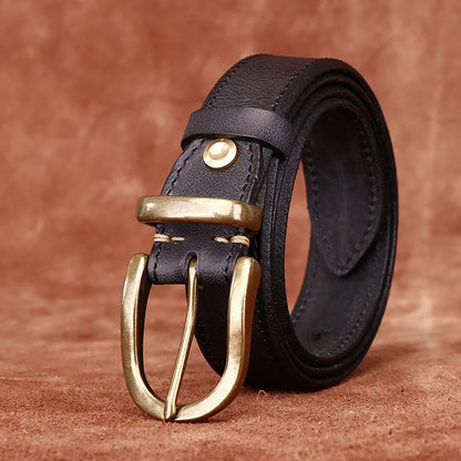 3.3CM Men High Quality Genuine Leather Belt Luxury Copper Buckle Belts Thickening Pure Cowskin Vintage Strap Male Jeans for Man