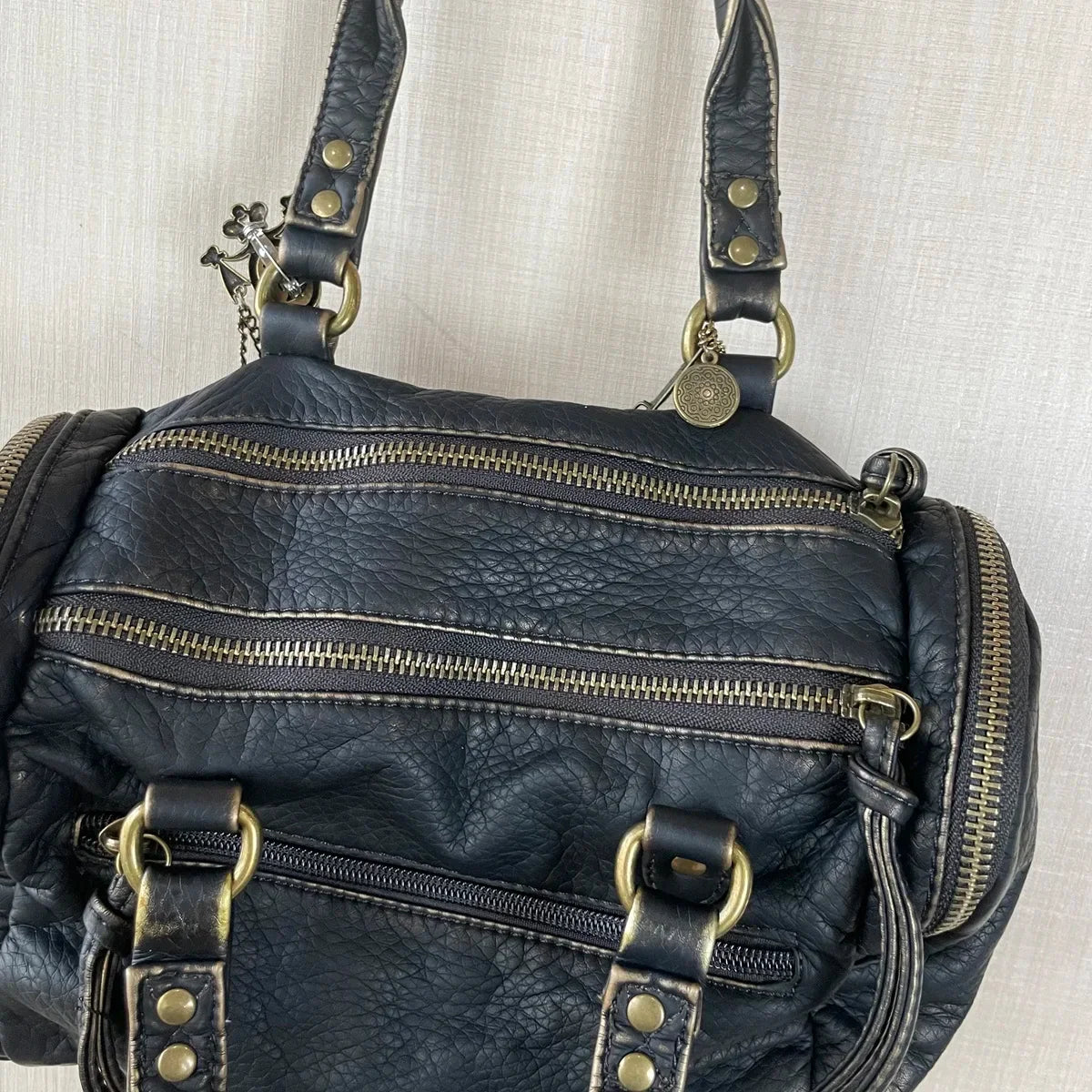 Vintage Women Handbags Small Satchel Top-handle Boston Bag PU Shoulder Bag Fashion Dumpling Pack Multi-pockets Shoulder Bags