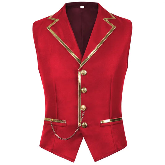 Men Suit Vest British Style Slim Contrast Color Male Waistcoat Turn Down Collar Single-breasted Wedding Party Man Vest